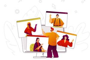 Video conference web concept vector