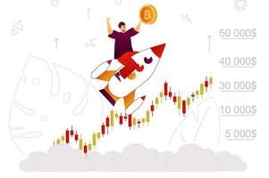 Bitcoin growth web concept vector