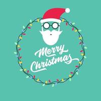 Merry Christmas and New Year Greeting card with Santa Claus face. vector