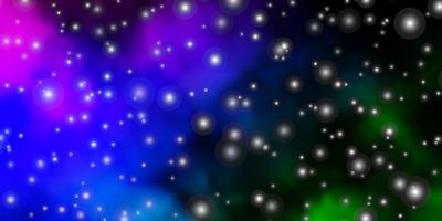 Dark Multicolor vector background with small and big stars.