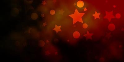 Dark Orange vector layout with circles, stars.