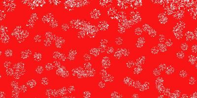 diseño de vector rojo claro con hermosos copos de nieve.