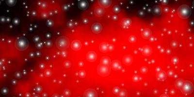 Dark Red vector background with colorful stars.