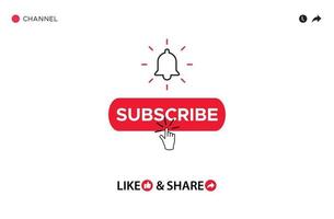 Subscribe like and share template. vector