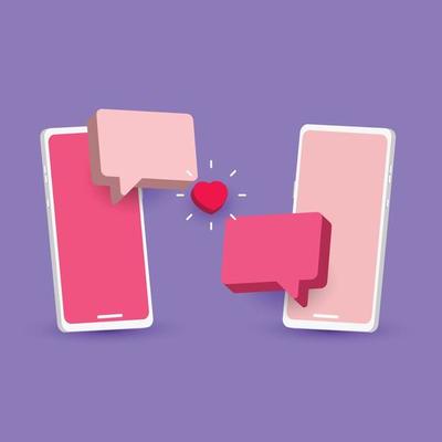 3d illustrations a smartphone with a bubble text vector template.