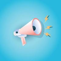 3d illustration speaker or megaphone with lightning or flashes vector template.