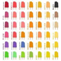 Big colorful set different types natural ice cream vector