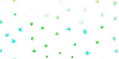 Light blue, green vector backdrop with virus symbols.