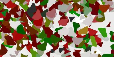 Light green, red vector backdrop with chaotic shapes.