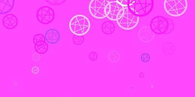 Light Purple, Pink vector background with occult symbols.