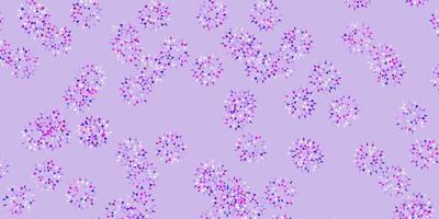 Light purple, pink vector doodle template with flowers.