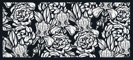 Seamless pattern with flowers for black background. vector