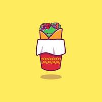 linda y deliciosa ilustración de dibujos animados de kebab vector