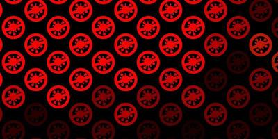 Dark Red, Yellow vector backdrop with virus symbols.