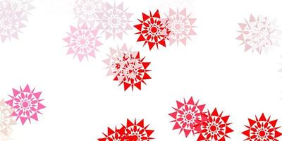 Light red vector beautiful snowflakes backdrop with flowers.