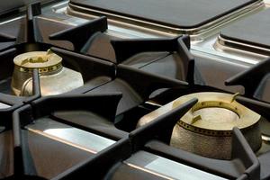 Professional cooking table gas burners photo