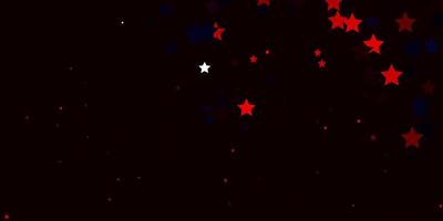 Dark Red vector background with colorful stars.