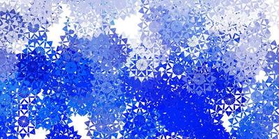 textura de vector azul claro con copos de nieve brillantes.