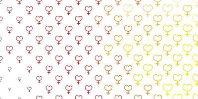 Light Red, Yellow vector texture with women's rights symbols.