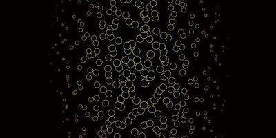 Dark Green, Yellow vector background with bubbles.