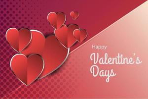 valentine day poster with red love or heart vector illustration