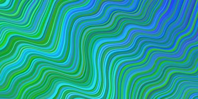 Light Blue, Green vector backdrop with curved lines.