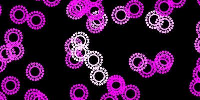 Dark pink vector pattern with coronavirus elements.
