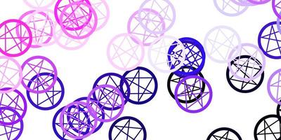 Light Purple, Pink vector backdrop with mystery symbols.