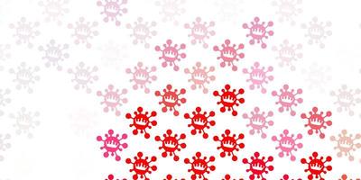 Light red vector backdrop with virus symbols.