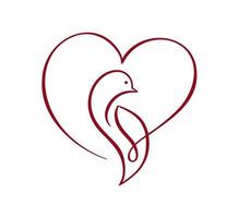 Vector Love dove with heart logo design template icon