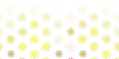 Light Orange vector doodle background with flowers.