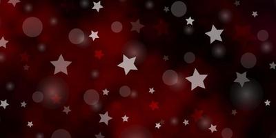 Dark Red vector layout with circles, stars.