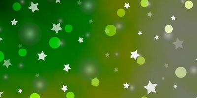 Light Green vector texture with circles, stars.