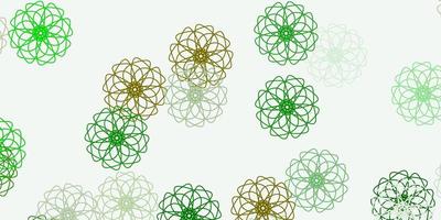 Light green vector doodle template with flowers.