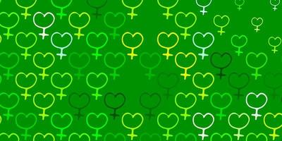 Light Green, Yellow vector texture with women's rights symbols.