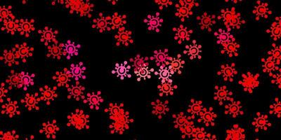 Dark red vector backdrop with virus symbols.