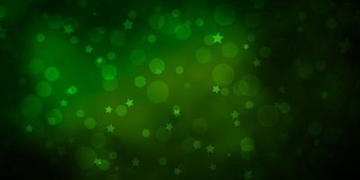 Dark Green vector template with circles, stars.