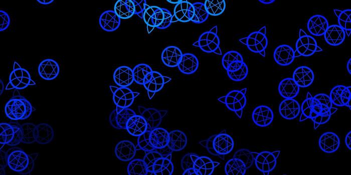 patrón de vector azul oscuro con elementos mágicos.