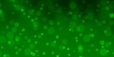 Light Green vector pattern with circles, stars.