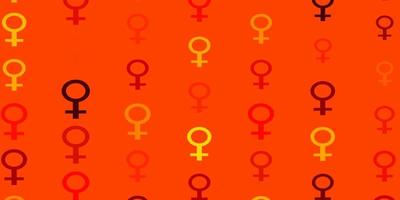 Light Orange vector pattern with feminism elements.