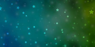 Light Blue, Green vector layout with bright stars.