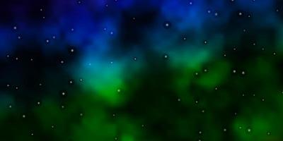 Dark Blue, Green vector pattern with abstract stars.