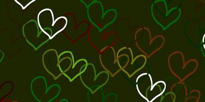 Light Green, Yellow vector backdrop with sweet hearts.