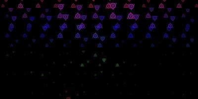 Fondo de vector multicolor oscuro con símbolos ocultos.