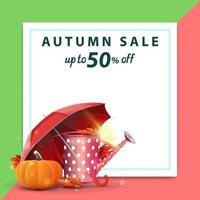 Autumn template for discount banner in the form of a sheet of paper vector