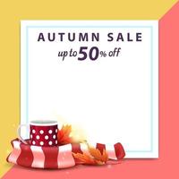 Autumn sale, template for discount banner vector