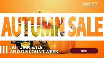 Autumn sale, creative orange discount web banner vector