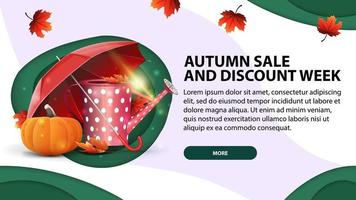 banner de otoño en estilo de corte de papel con regadera de jardín vector