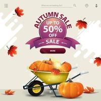 Autumn sale, a template for your website in a minimalist light style vector