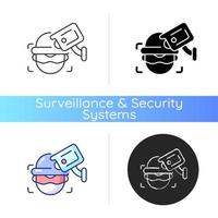 Criminal detection with surveillance camera icon vector